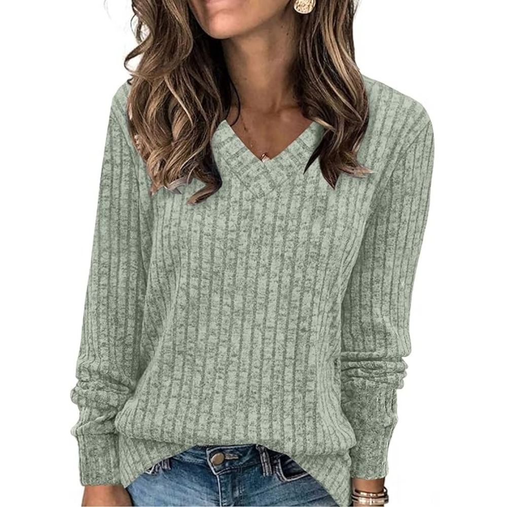 Women's V-Neck Lightweight Tunic Sweater - Amanda | Cozy & Stylish Knit Top for All Seasons