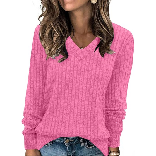 Women's V-Neck Lightweight Tunic Sweater - Amanda