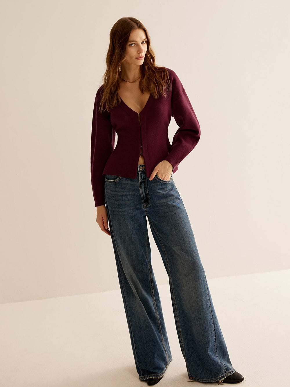 V-Neck Sweater for Women - Celeste