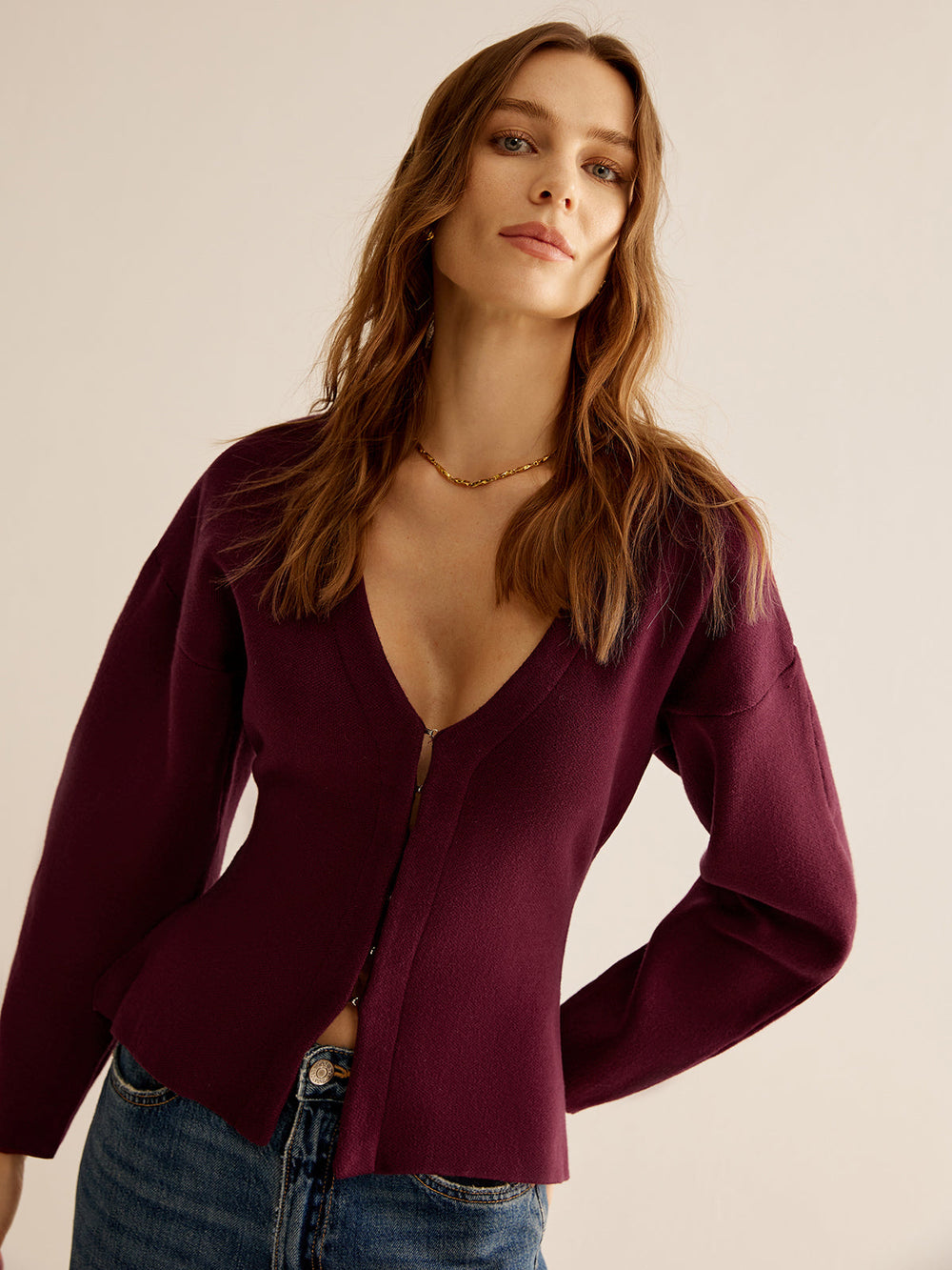 V-Neck Sweater for Women - Celeste