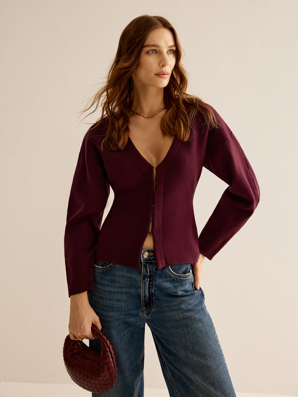 V-Neck Sweater for Women - Celeste