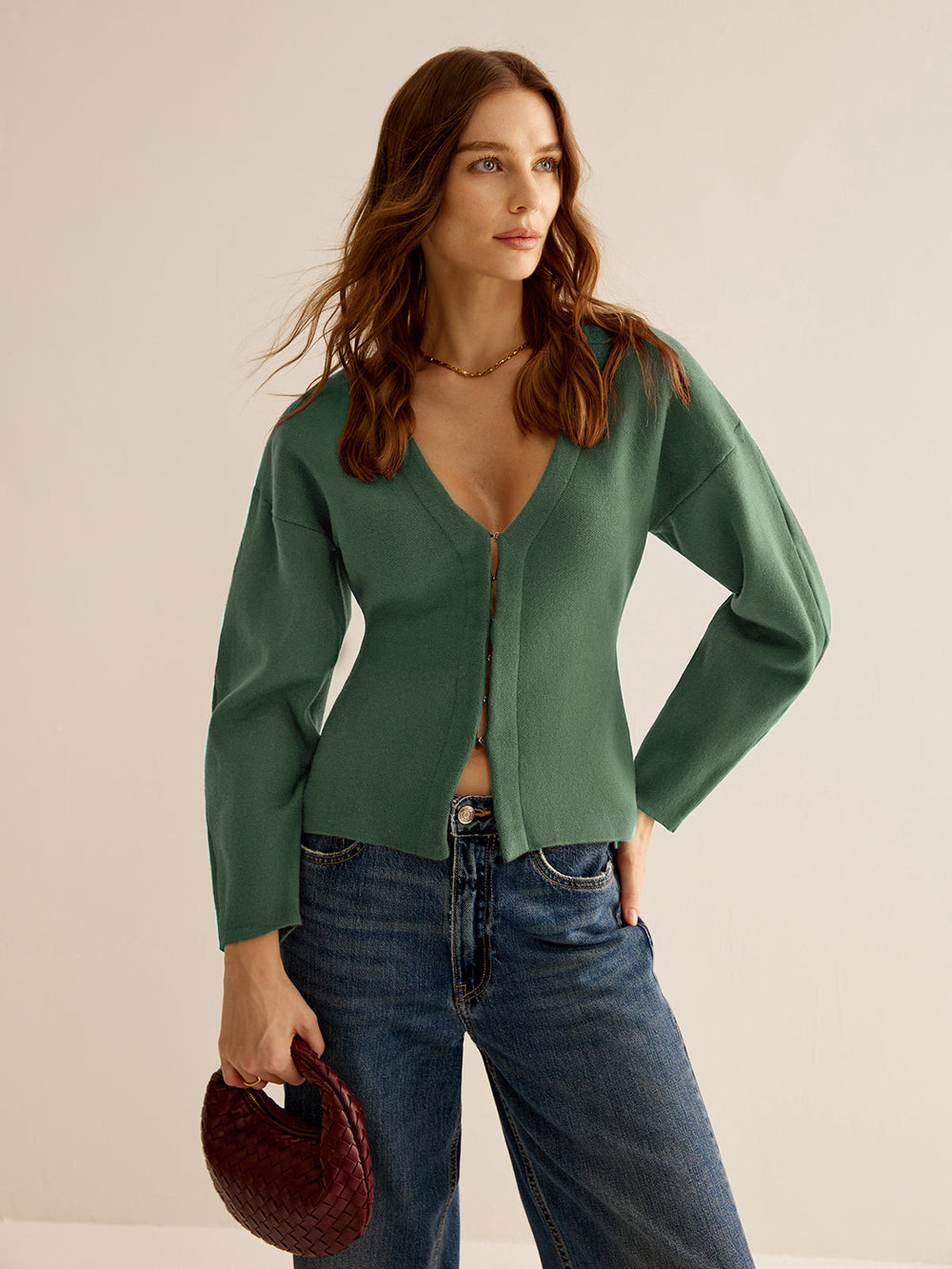 V-Neck Sweater for Women - Celeste