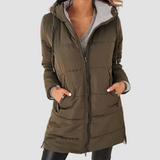 Women's hooded puffer jacket, view 1
