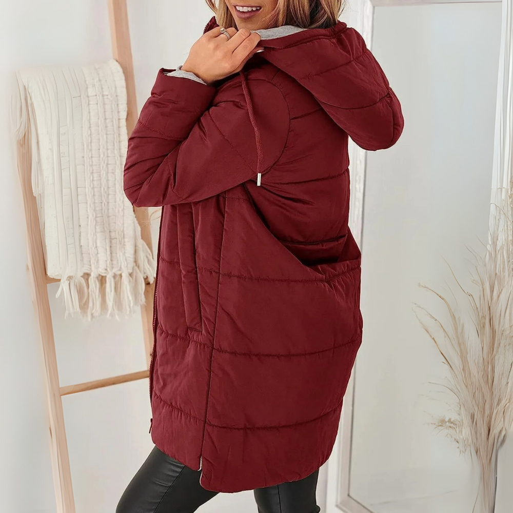 Women's hooded puffer jacket, view 3