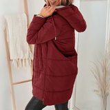 Women's hooded puffer jacket, view 3