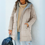 Women's hooded puffer jacket, view 6