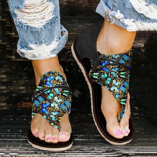 Women's Floral Flip-Flops – Orthopedic Footbed, Adjustable & Sizes 35–43