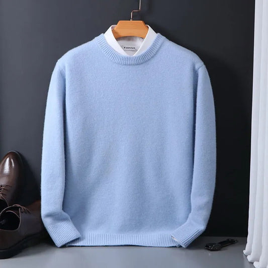 RYAN Warm Mohair Pullover for Men - Stylish Blue Knit Sweater, Cozy & Lightweight
