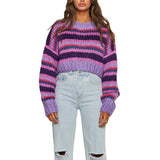 Ladies oversized knitted jumper with stripe pattern – Yvonne - 5