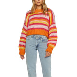 Ladies oversized knitted jumper with stripe pattern – Yvonne - 4