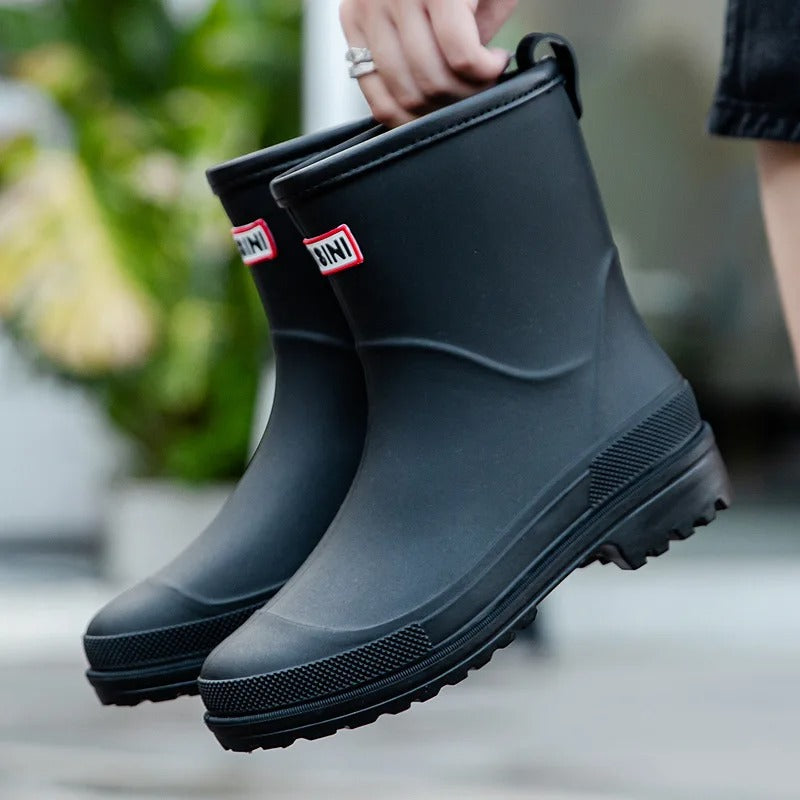 AquaStride 2.0 – Stylish Mid-Calf Waterproof Rain Boots for Women