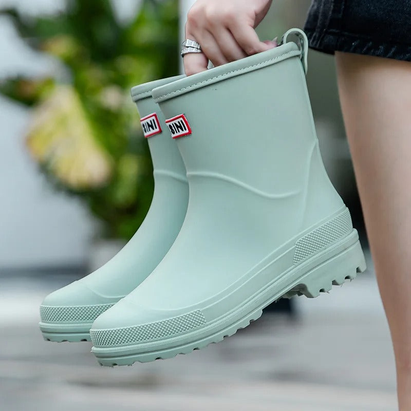 AquaStride 2.0 – Stylish Mid-Calf Waterproof Rain Boots for Women