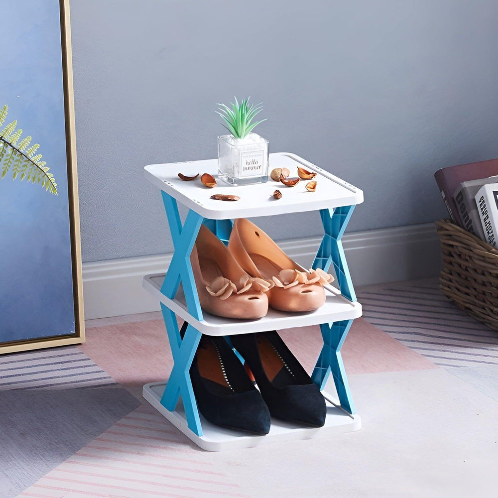 Foldable Shoe Rack – Plastic, 3–7 Tiers, Holds Up to 14 Pairs