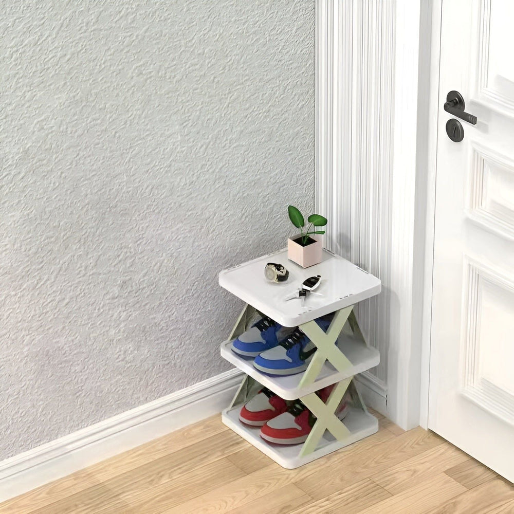 Foldable Shoe Rack – Plastic, 3–7 Tiers, Holds Up to 14 Pairs