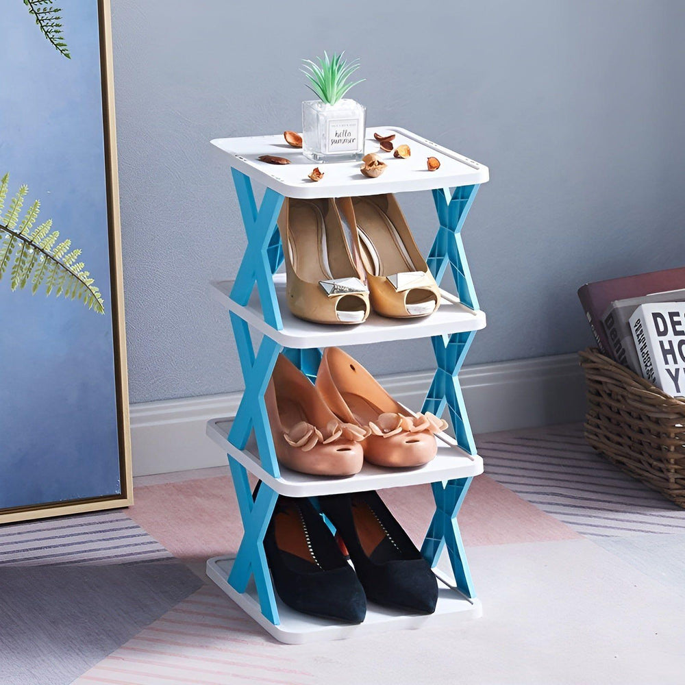 Foldable Shoe Rack – Plastic, 3–7 Tiers, Holds Up to 14 Pairs