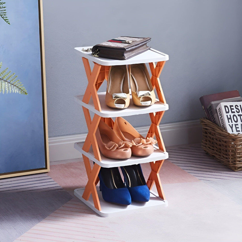 Foldable Shoe Rack – Plastic, 3–7 Tiers, Holds Up to 14 Pairs