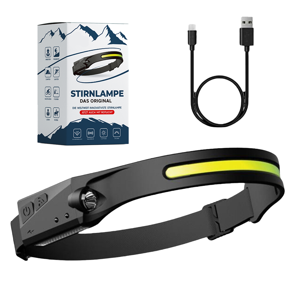 COB LED Headlamp – Gesture Control, 350 Lumens, 230° Beam & IPX4