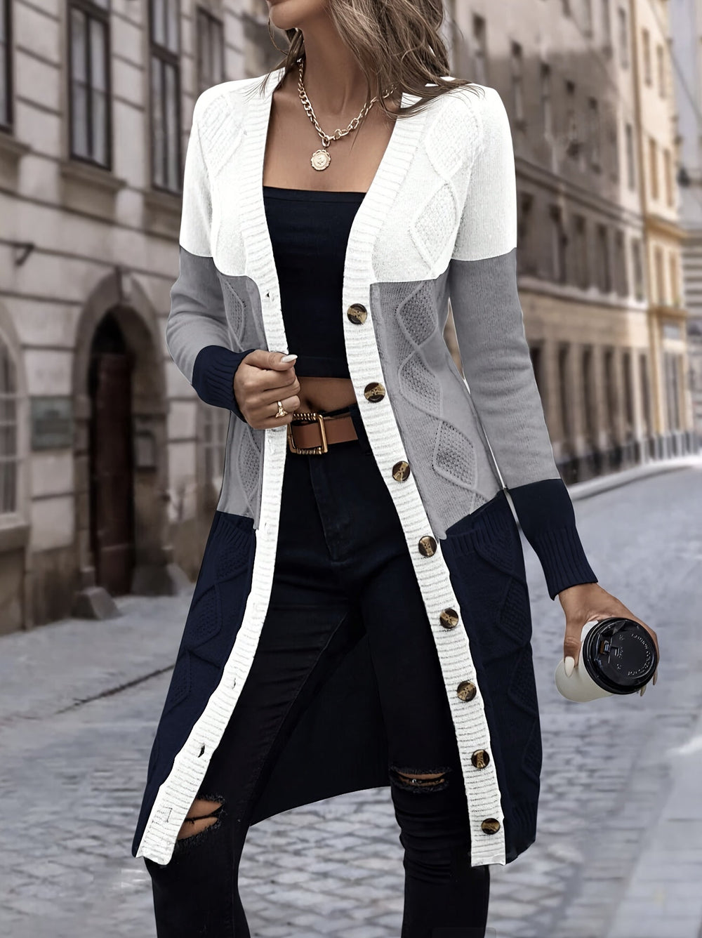 Versatile Long Sleeve Vest - Celeste