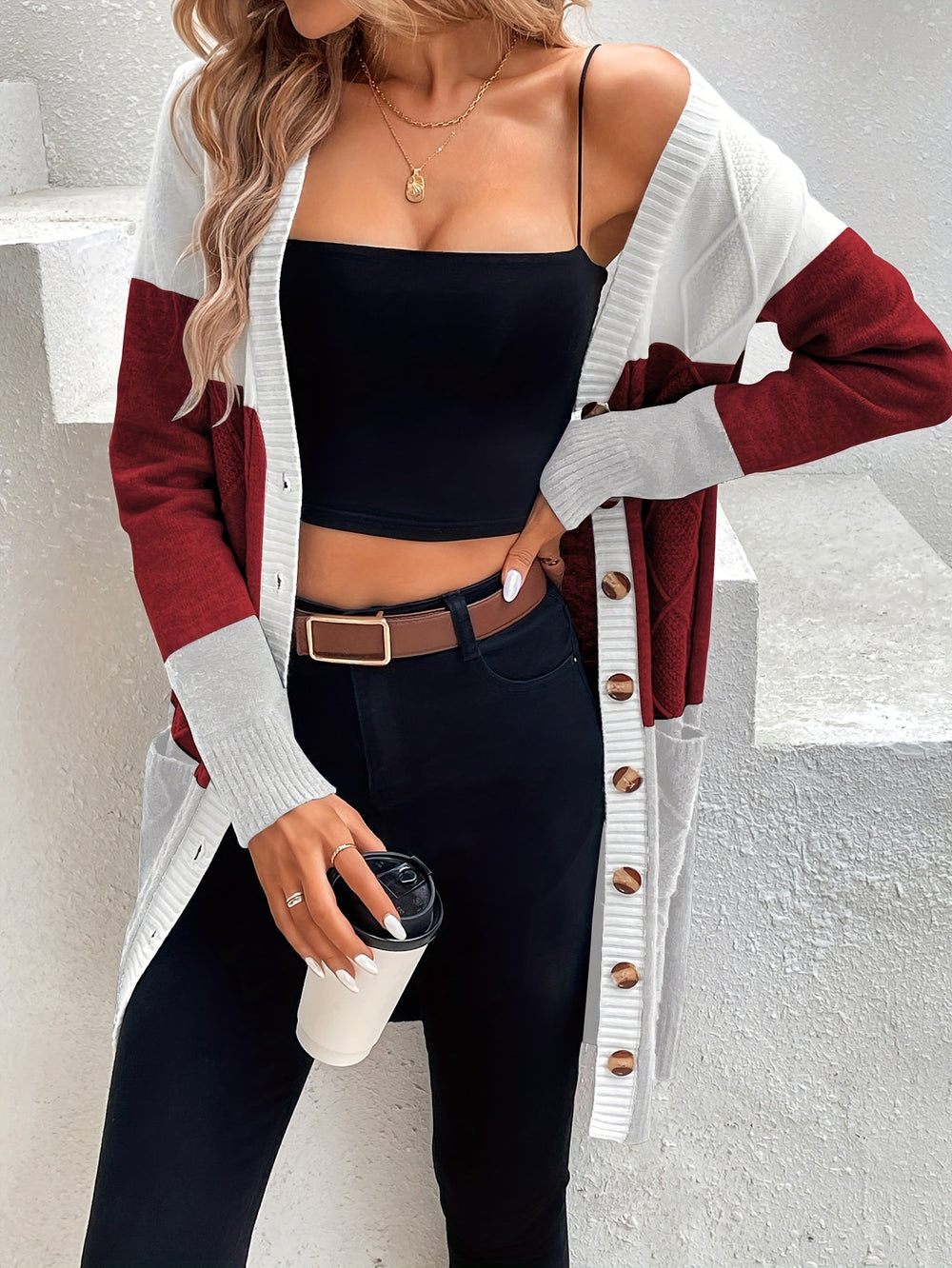 Versatile Long Sleeve Vest - Celeste