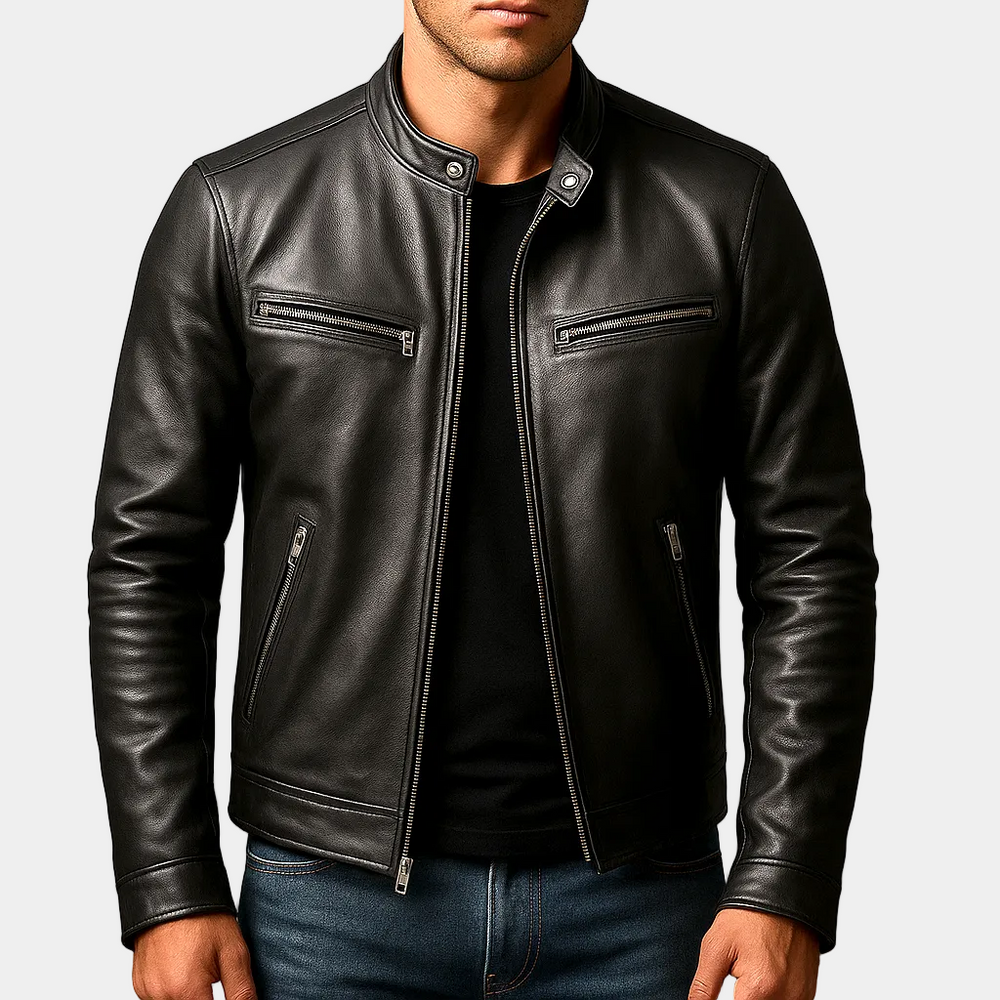 Men's collar bomber jacket, view 1