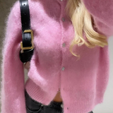 Vintage Plush Knitted Women's Cardigan - Rosie