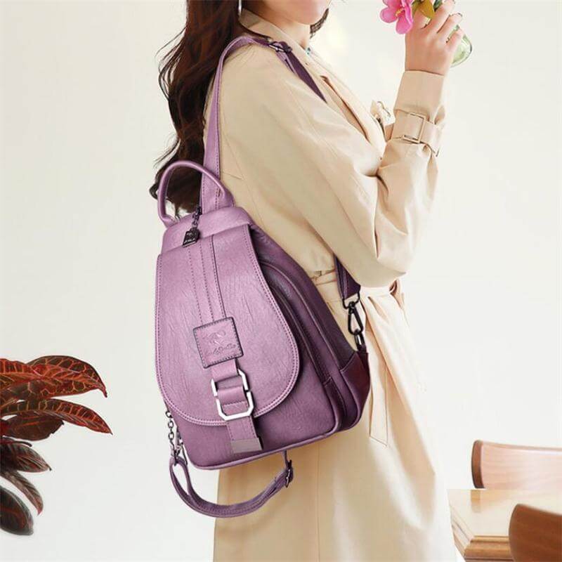 Stylish Premium Water-Resistant Leather Backpack for Women - Durable, Fashionable, and Versatile Travel Bag