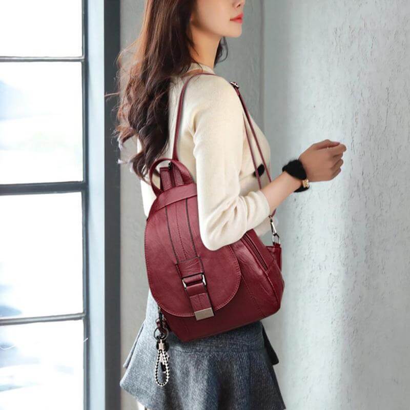 Stylish Premium Water-Resistant Leather Backpack for Women - Durable, Fashionable, and Versatile Travel Bag