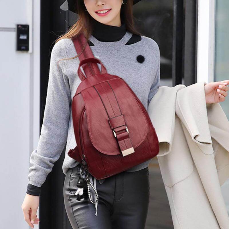 Stylish Premium Water-Resistant Leather Backpack for Women - Durable, Fashionable, and Versatile Travel Bag