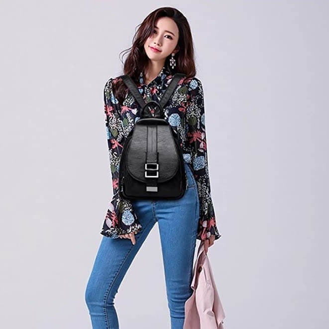 Stylish Premium Water-Resistant Leather Backpack for Women - Durable, Fashionable, and Versatile Travel Bag