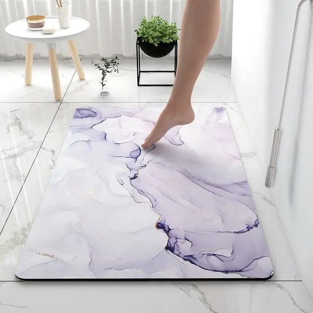 Non-Slip Bath Mat – Marble Look, Absorbent & Machine-Washable 60×90cm