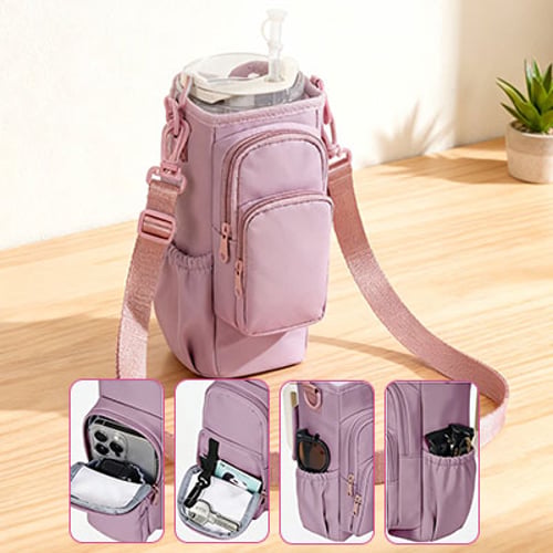 Insulated Water Bottle Sling Bag – Crossbody Strap, Zip Closure & 7 Colors
