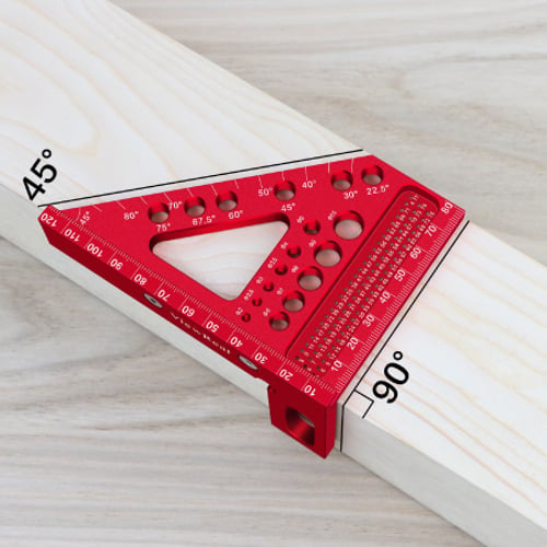 Aluminum Angle Ruler – Anodized, 45°/90° Multi-Angle & Drilling Template
