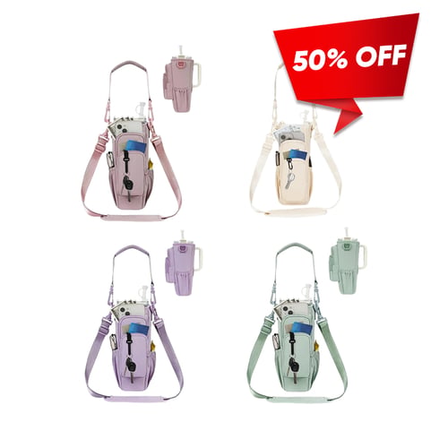 Insulated Water Bottle Sling Bag – Crossbody Strap, Zip Closure & 7 Colors