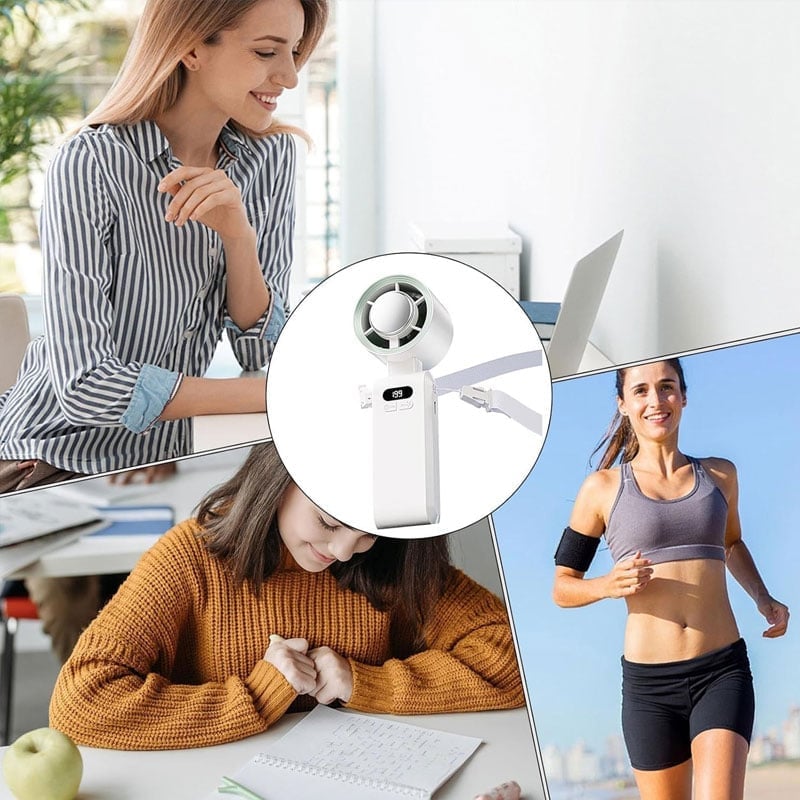Portable Handheld Fan – Semiconductor Cooling, LED Battery Display, 4 Colors