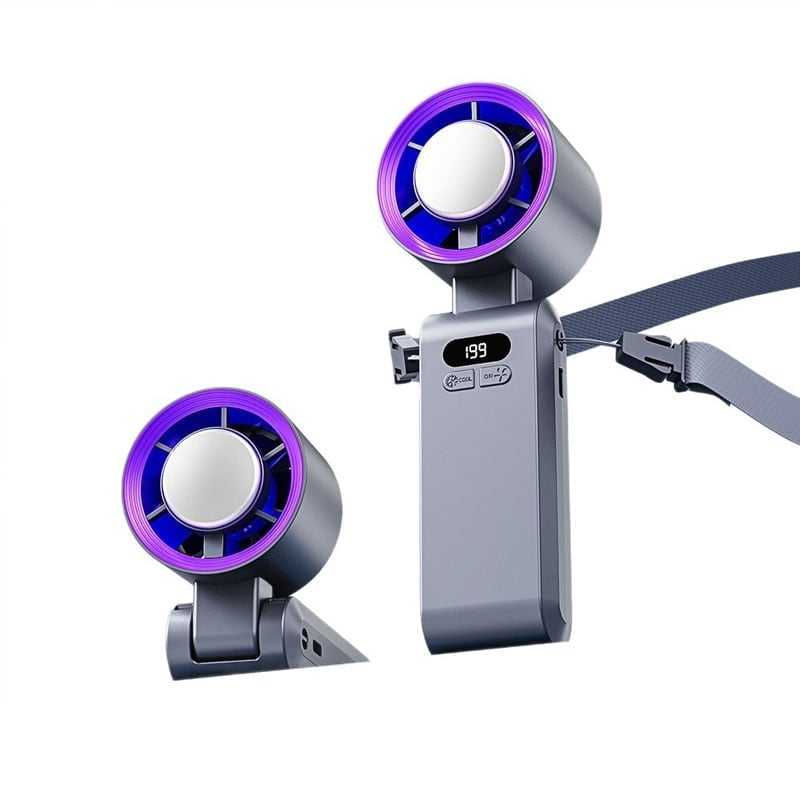 Portable Handheld Fan – Semiconductor Cooling, LED Battery Display, 4 Colors