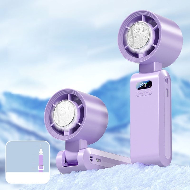 Portable Handheld Fan – Semiconductor Cooling, LED Battery Display, 4 Colors