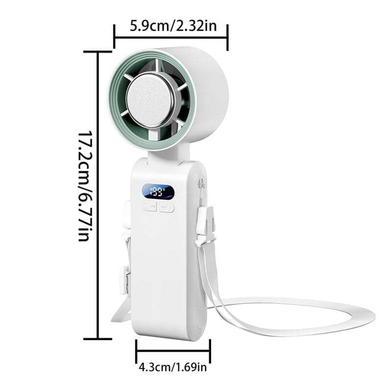 Portable Handheld Fan – Semiconductor Cooling, LED Battery Display, 4 Colors
