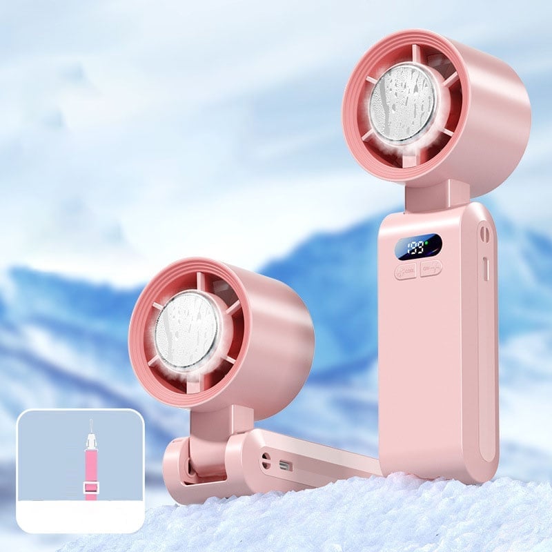 Portable Handheld Fan – Semiconductor Cooling, LED Battery Display, 4 Colors