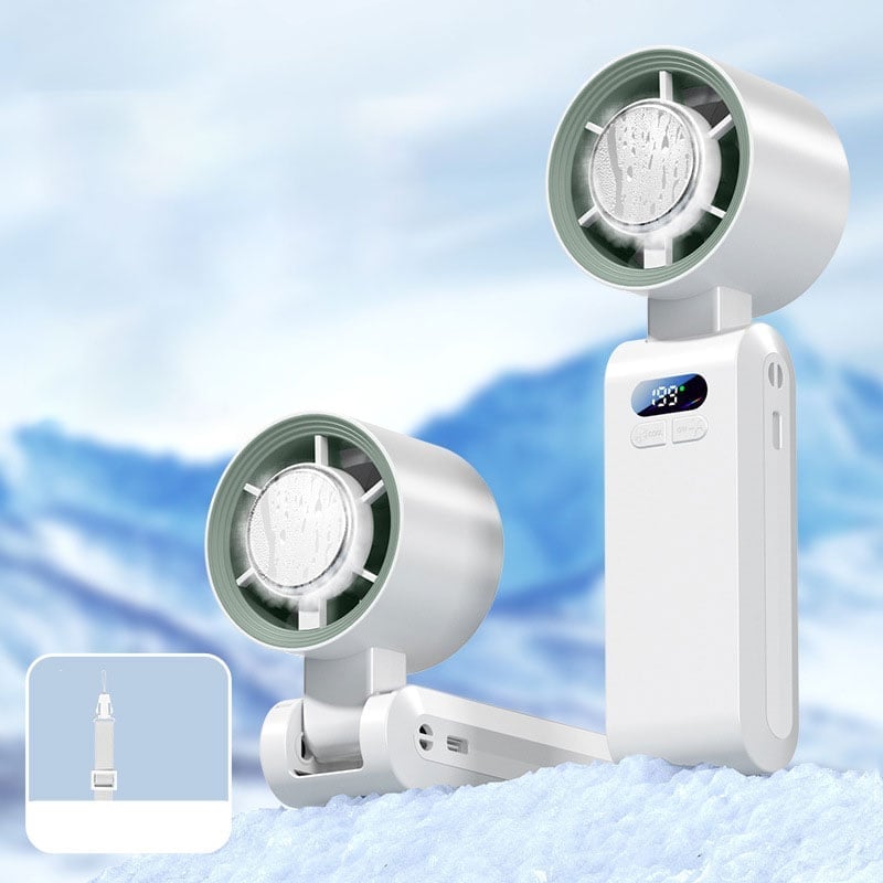 Portable Handheld Fan – Semiconductor Cooling, LED Battery Display, 4 Colors