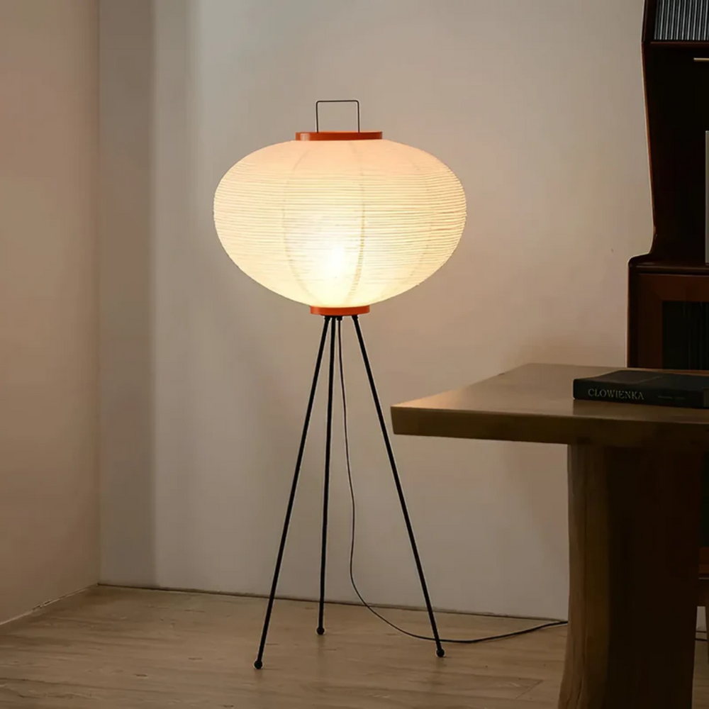 ZenAura Wabi-Sabi Standing LED Lamp - Elegant Rice Paper Design for Tranquil Home Ambiance