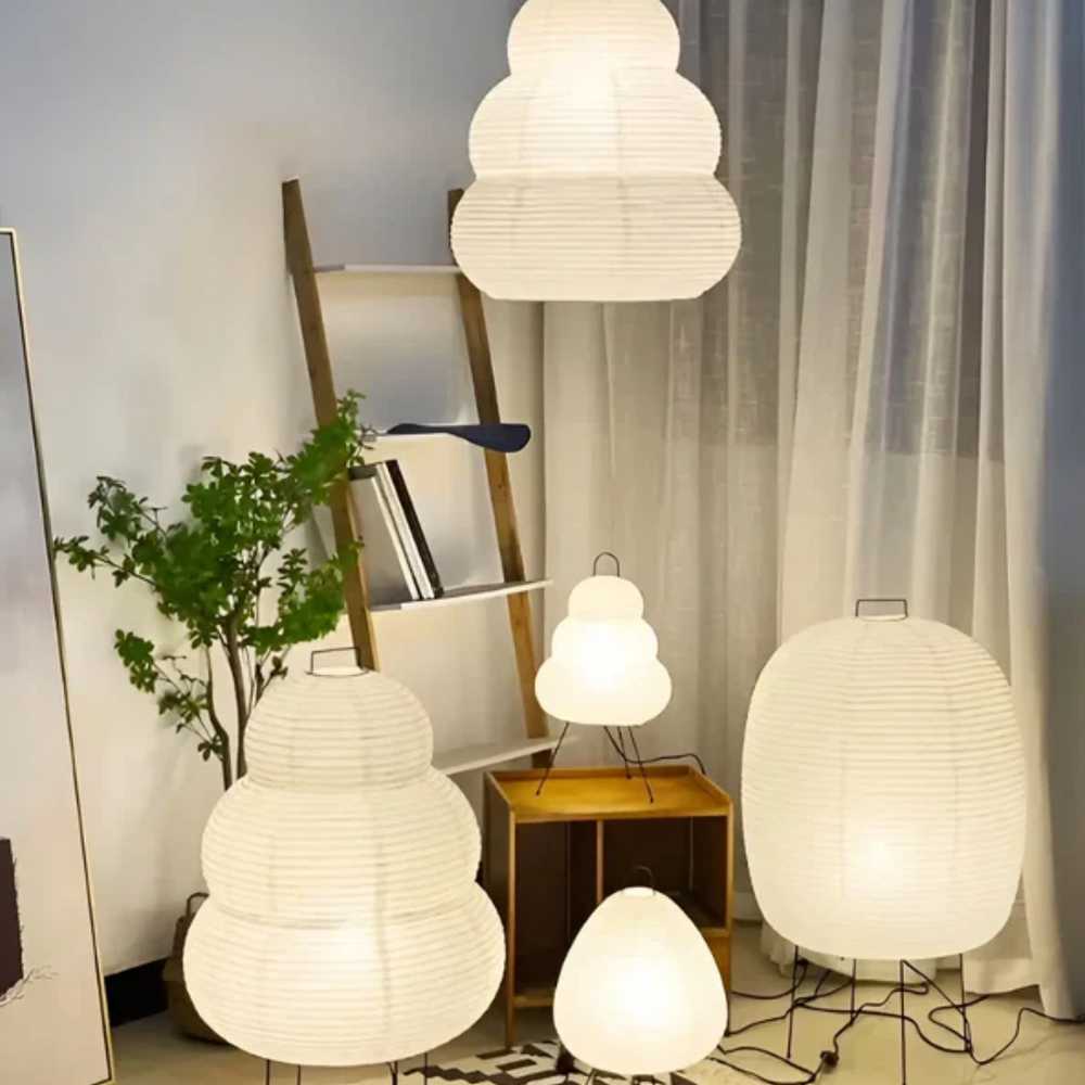 ZenAura Wabi-Sabi Standing LED Lamp - Elegant Rice Paper Design for Tranquil Home Ambiance