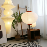 ZenAura Wabi-Sabi Standing LED Lamp - Elegant Rice Paper Design for Tranquil Home Ambiance