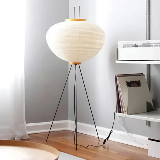 ZenAura Wabi-Sabi Standing LED Lamp - Elegant Rice Paper Design for Tranquil Home Ambiance