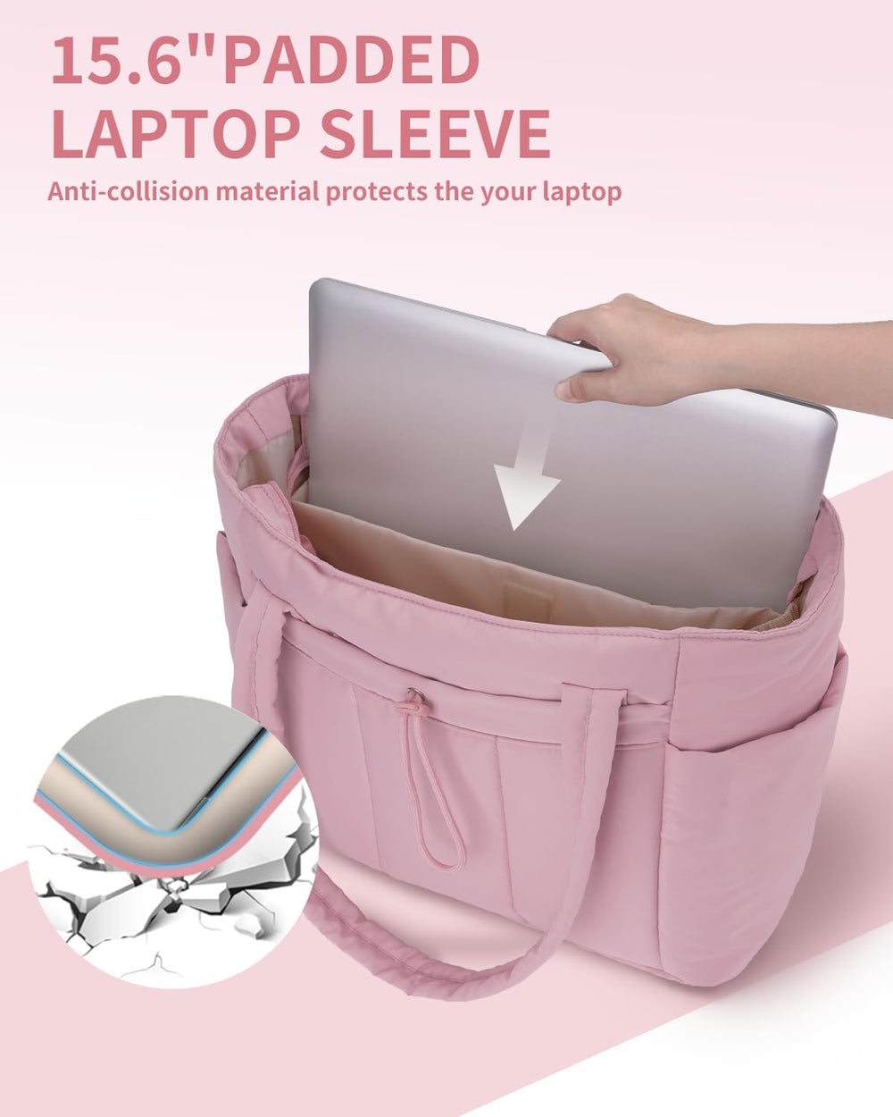 Padded Puffer Tote Bag - Beige