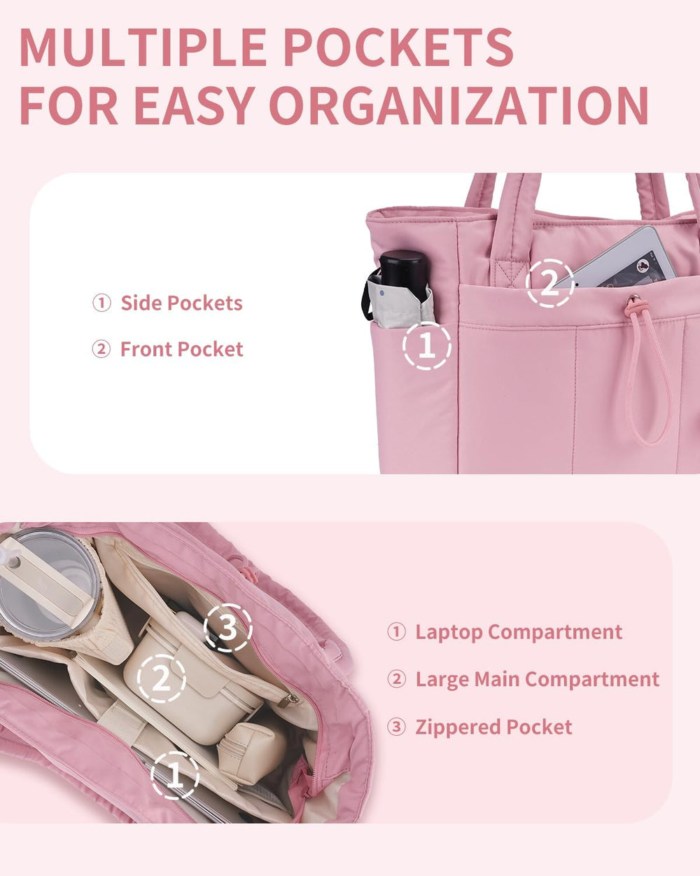 Padded Puffer Tote Bag - Beige