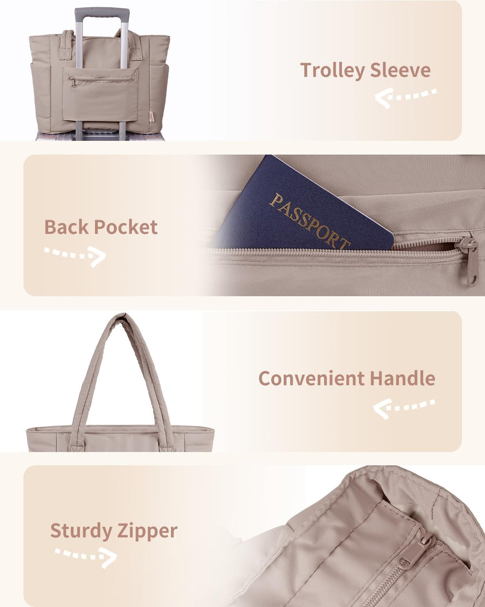 Quilted Puffer Tote Bag with Cup Holder & Laptop Sleeve - Stylish Travel & Work Companion