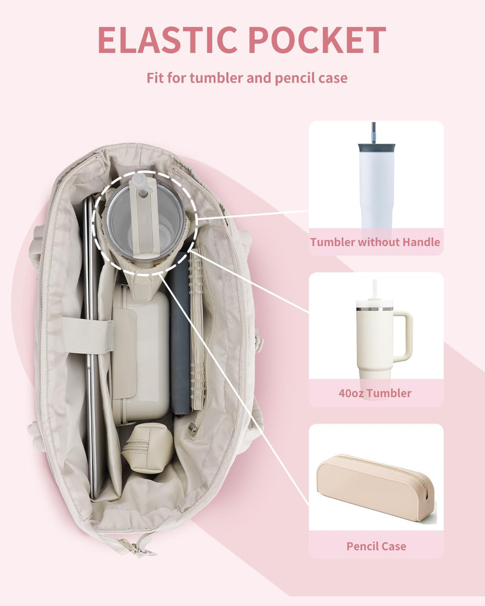 Padded Puffer Tote Bag - Beige
