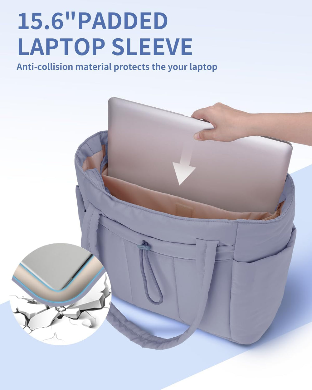 Padded Puffer Tote Bag - Beige