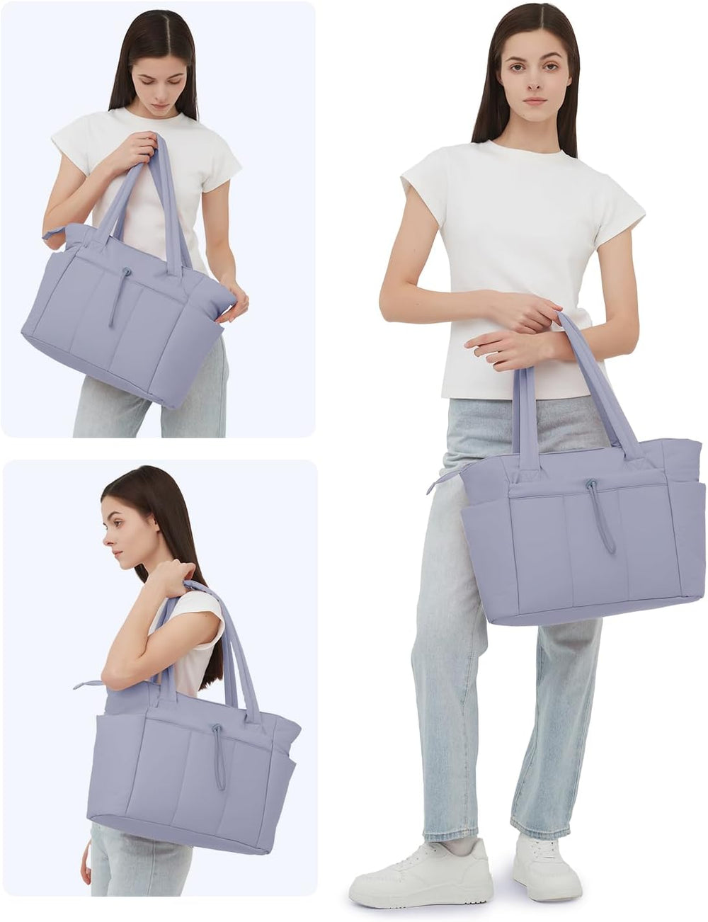 Padded Puffer Tote Bag - Beige
