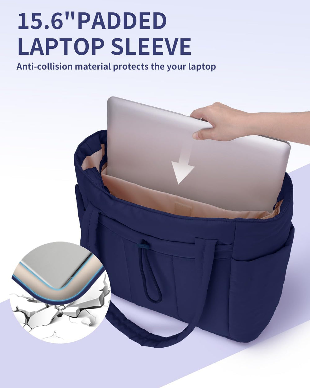 Padded Puffer Tote Bag - Beige